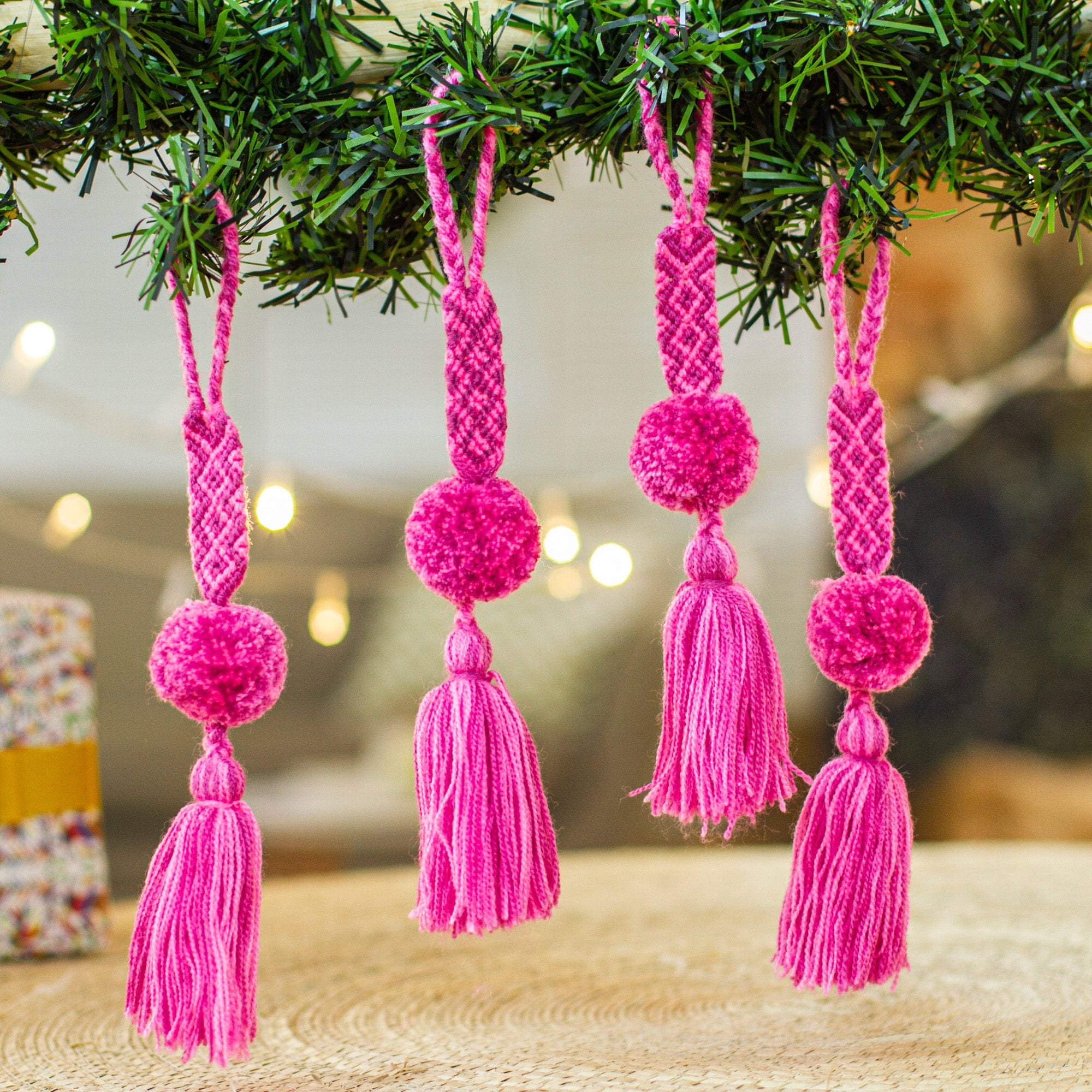 Cotton Ornaments in Mauve and Carnation (Set of 4) - Sweet Pompoms