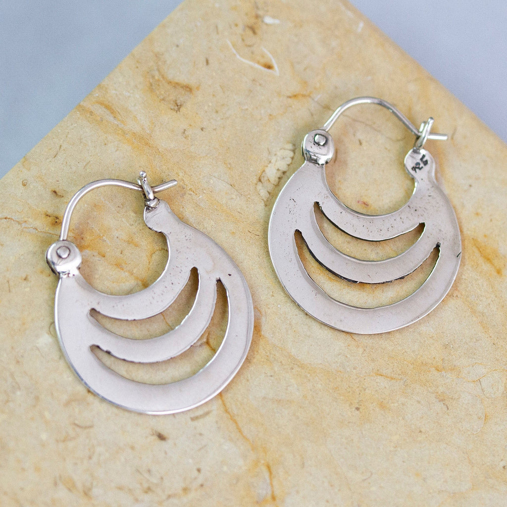 High-Polished Modern Sterling Silver Hoop Earrings - Waves of Style