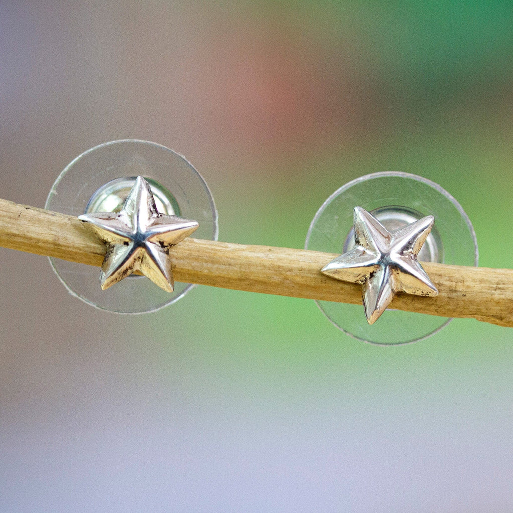 High-Polished Star-Shaped Sterling Silver Stud Earrings - Immortal Icon