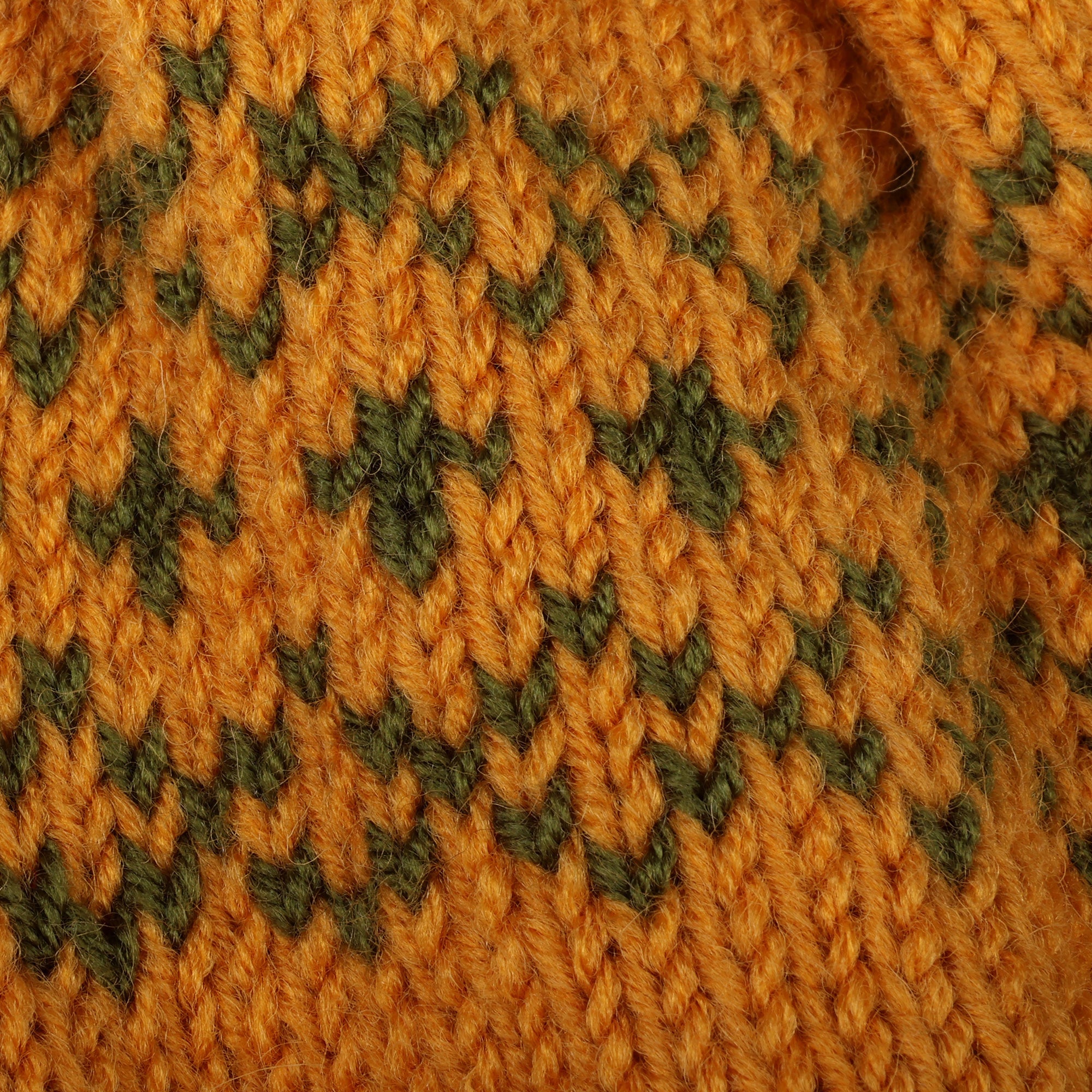 Armenian-Made Marigold and Green Acrylic and Wool Knit Hat - Marigold Winter