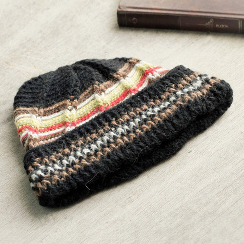 100% Alpaca Crocheted Hat - Night Beacon